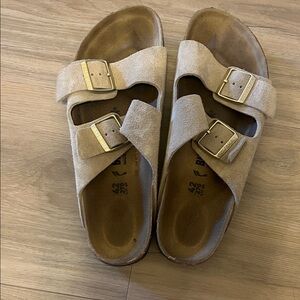 Birkenstock Light Brown Suede Slip-On Sandals